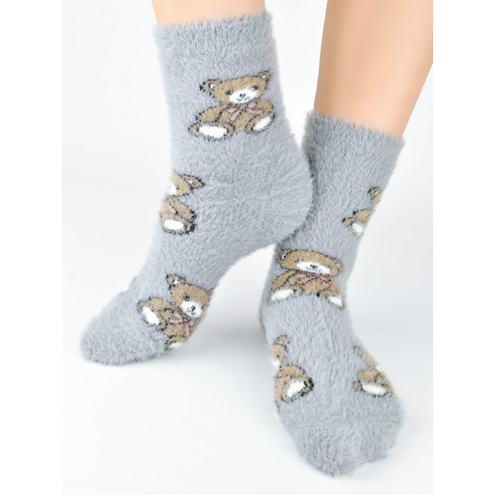Носки с плюшевым мишкой NOVITI SP013-W-01, серые, 36-41