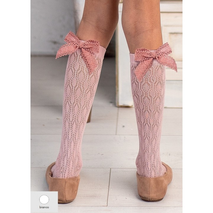 ШКАРПЕТКИ ДО КОЛІН З МЕРЕЖЕВКОЮ KNITTEX, БІЛІ, 18-22
