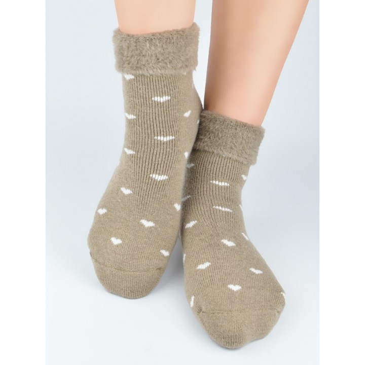 ШКАРПЕТКИ NOVITI SB137-W-03 БЕЖЕВІ, СЕРДЕЧКА 36-41