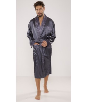 DE LAFENSE 940 ХАЛАТ МУЖСКОЙ АТЛАСНЫЙ БАННЫЙ L серый