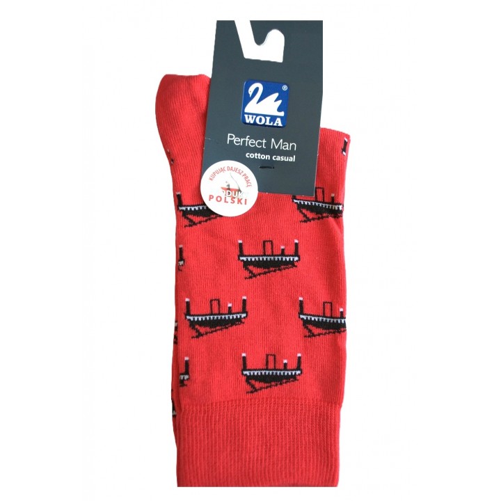 Чоловічі шкарпетки WOLA PERFECT CASUAL WZ278 червоні 45/47