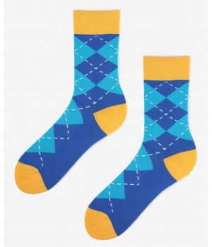 Мужские носки MARILYN с ромбами 41-45 оранжево-синие