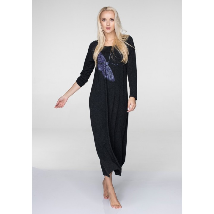 ПЛАТЬЕ KEY LHD-823 B19 S чёрно-меланжевый