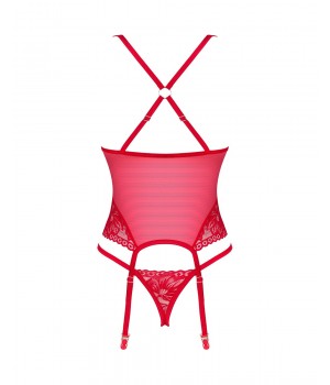 Корсет OBSESSIVE LACELOVE XS/S красный