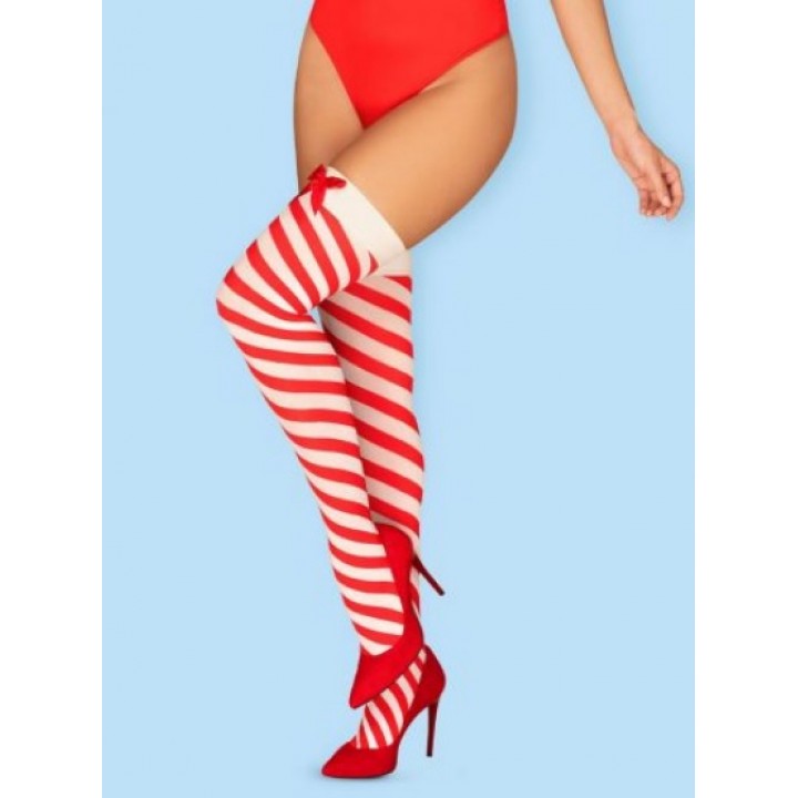 Панчохи Obsessive Kissmas, розмір S/M, червоні