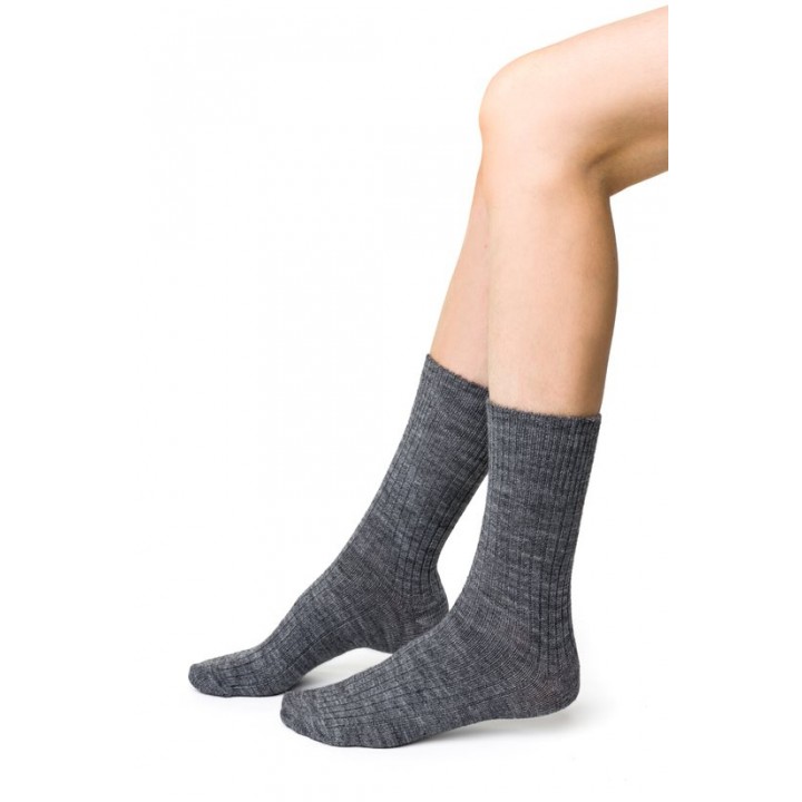 STEVEN 044 АЛЬПАКА ЖЕНСКИЕ НОСКИ 35-37 меланж - темно-серый