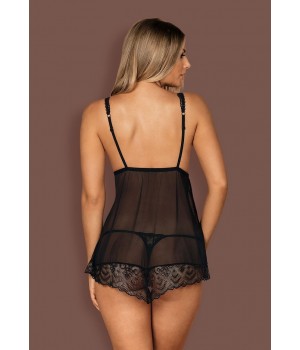 KOMPLET OBSESSIVE FIRELLA BABYDOLL I STRINGI L/XL czarny