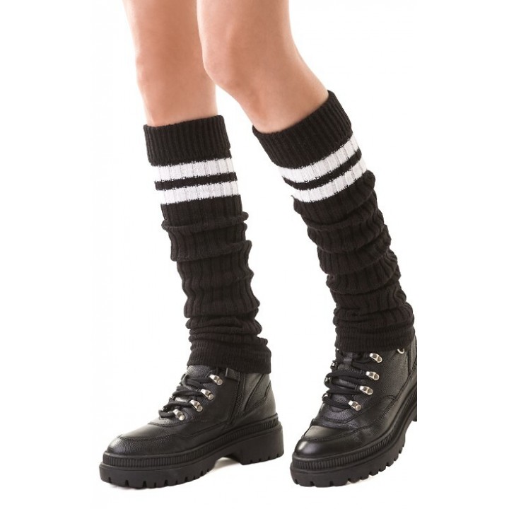 Леггинсы Steven 068 в полоску черного/белого цвета