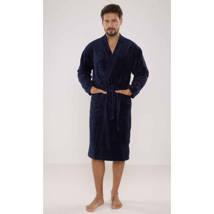 DE LAFENSE BATHROBE 391 HUGO XXL navy blue