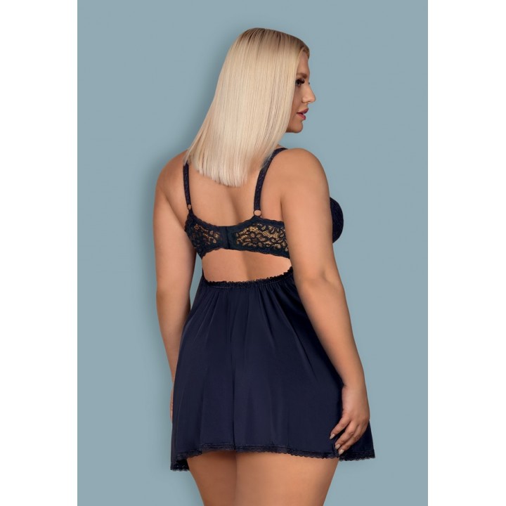 KOMPLET OBSESSIVE DRIMERA BABYDOLL I STRINGI XXL niebieski ciemny