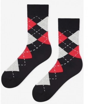 Чоловічі шкарпетки-ромби MARILYN 41-45 чорно-червоні