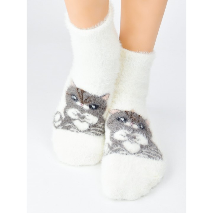 NOVITI SP010-W-03 НОСКИ С КОШКАМИ ИЗ БЕЖЕВОГО КОРИЧНЕВОГО 36-41