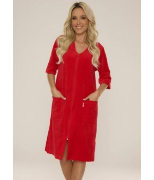 DE LAFENSE BATHROBE 431 VELVET XL red