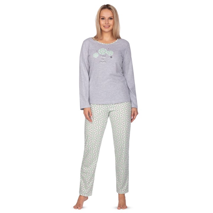 ЖІНОЧА ПІЖАМА REGINA 641 XXL-3XL XXL меланж - світло-сірий