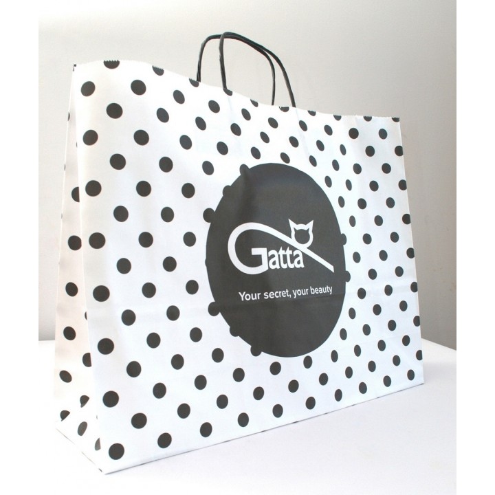 TORBA GATTA PAPIEROWA DUŻA 30-40cm biały - czarny