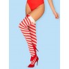 Панчохи Obsessive Kissmas розміру L/XL червоні