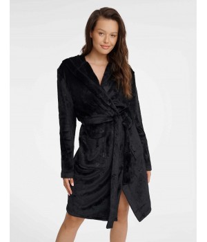 Глянцевый черный халат HENDERSON LADIES 41066