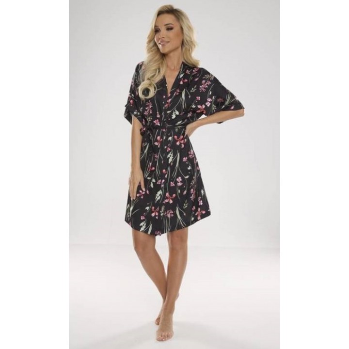 DE LAFENSE BATHROBE 638 LURDES S black - pink