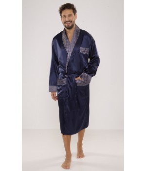 Мужской атласный халат DE LAFENSE 940, цвет M, темно-синий