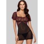 Комплект OBSESSIVE SEDUSIA - сорочка та стрінг S/M чорно-рожевий