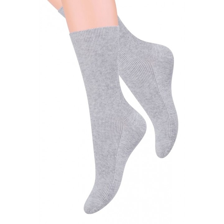 ЖІНОЧІ ШКАРПЕТКИ STEVEN 018 БЕЗ ТИСКІВ 35-38 меланж - світло-сірі