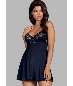 KOMPLET OBSESSIVE DRIMERA BABYDOLL I STRINGI L/XL niebieski ciemny