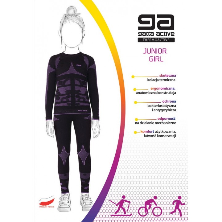KOMPLET GATTA THERMO JUNIOR GIRL 110-116 czarny-fiolet