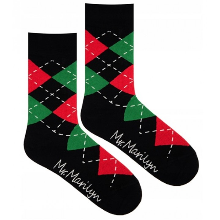 Мужские носки MARILYN с ромбами, черные, красные, зеленые, 41/45