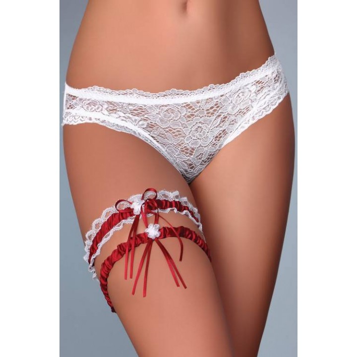 KOMPLET LIVIA CORSETTI PODWIĄZKA MAROON uniwersalny bordowy-biały