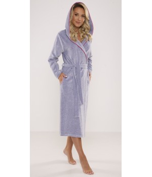 DE LAFENSE 664 LYDIE XL melange bathrobe - light gray