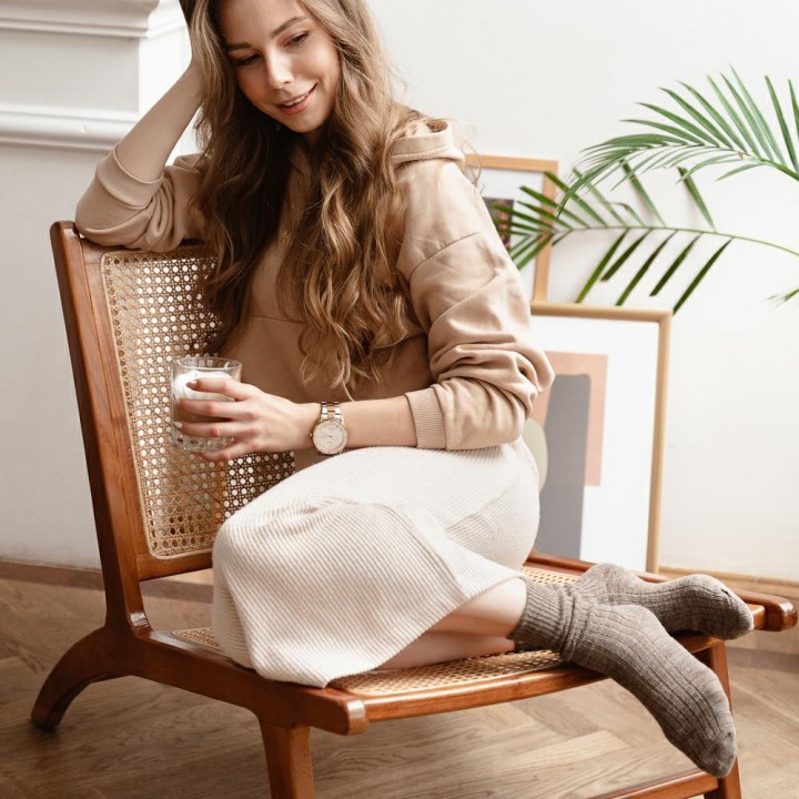 STEVEN 044 Женские носки из альпаки коричневые 38-40