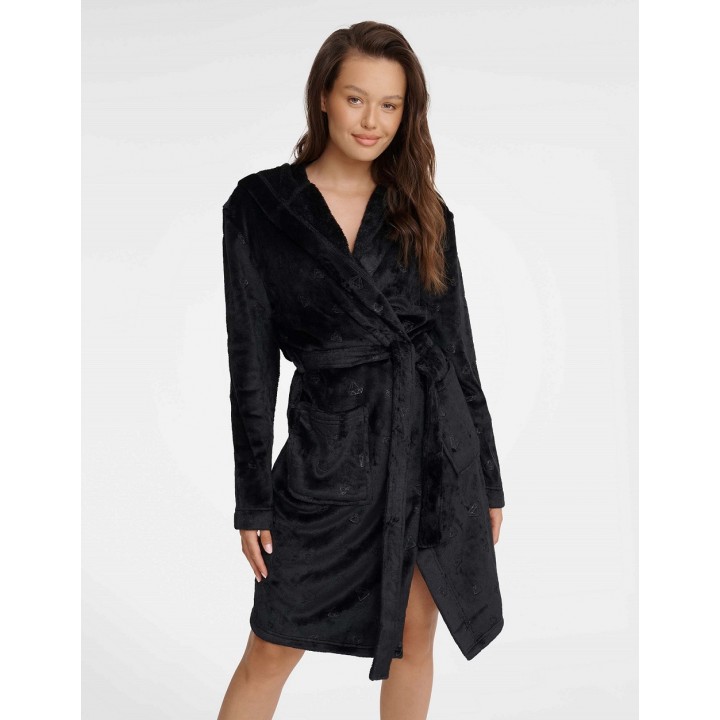 Женский халат HENDERSON 41066 Глянцевый M черный