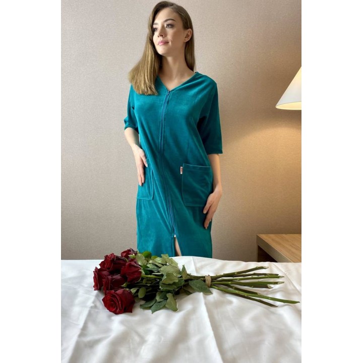 DE LAFENSE 431 VELVET BATHROBE 4XL зеленый