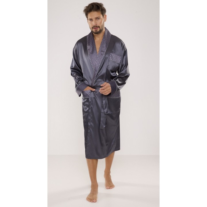 Мужской атласный халат DE LAFENSE 940 XL серый