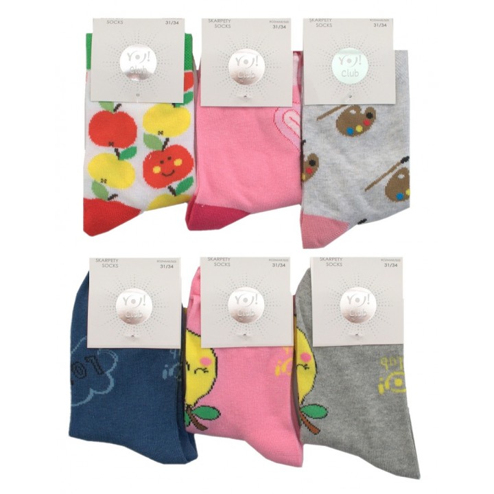 YO! SOCKS SKA-0006G JAZZY GIRLS 28-30, микс цветов