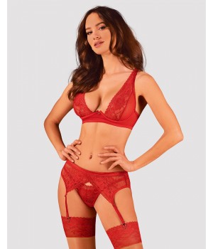 Набір із 3 шнурків Obsessive Lacelove, розмір XL/XXL, червоний
