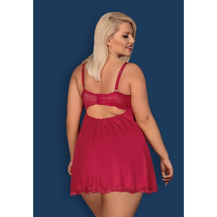 KOMPLET OBSESSIVE ROSALYNE BABYDOLL I STRINGI XXL czerwony