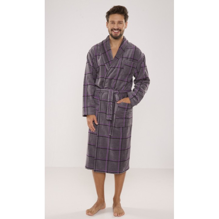 DE LAFENSE 803 TERRY BATHROBE XXL gray-checked