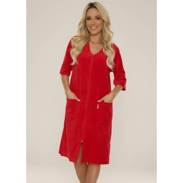 DE LAFENSE 431 VELVET BATHROBE 4XL red