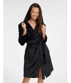Глянцевий халат HENDERSON LADIES 41066, розмір L/XL, чорний