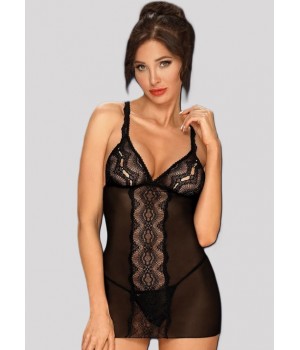 KOMPLET OBSESSIVE LUCITA KOSZULKA I STRINGI L/XL czarny