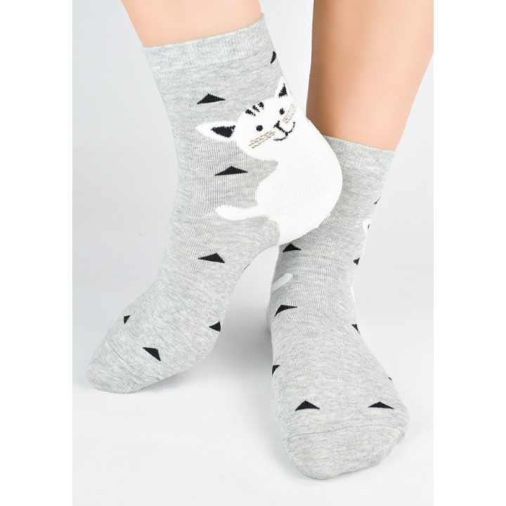 ШКАРПЕТКИ NOVITI SB159-G-01 КОТЯЧИЙ МІКС 27-30