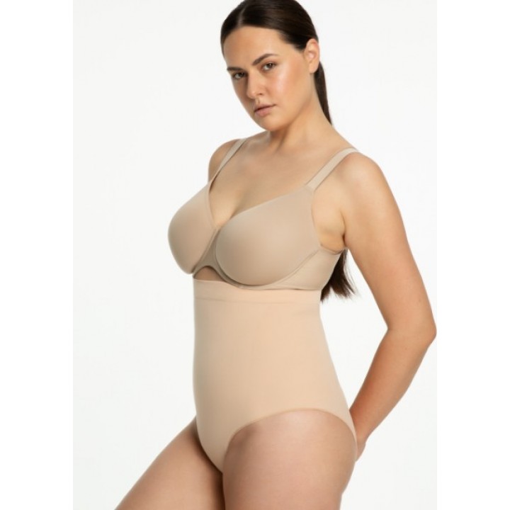 Безшовні трусики JULIMEX з високою талією бежевого кольору /XXL