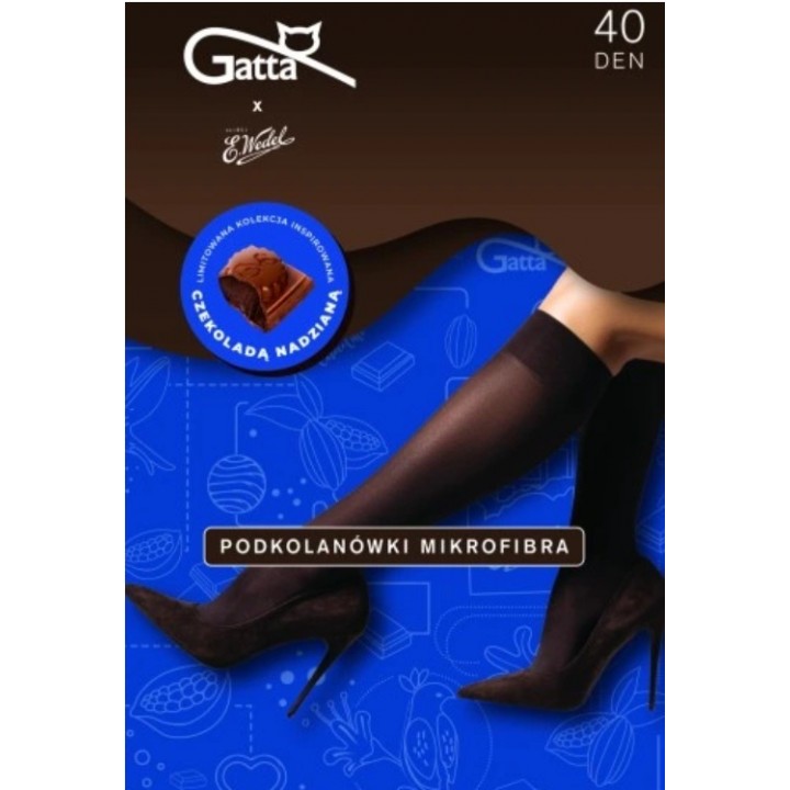 ШКАРПЕТКИ ДО КОЛІН З МІКРОФІБРИ ТЕМНОГО ШОКОЛАДУ GATTA & WEDEL