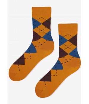 Мужские носки Marylyn с ромбами, желто-синие, размер 41/45