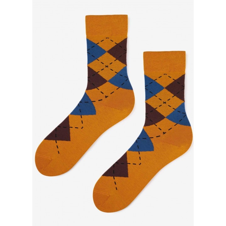 Мужские носки Marylyn с ромбами, желто-синие, размер 41/45