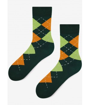 Мужские носки Marylyn, ромб, зелено-оранжевые, размер 41/45