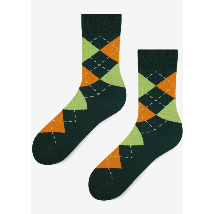 Мужские носки Marylyn, ромб, зелено-оранжевые, размер 41/45