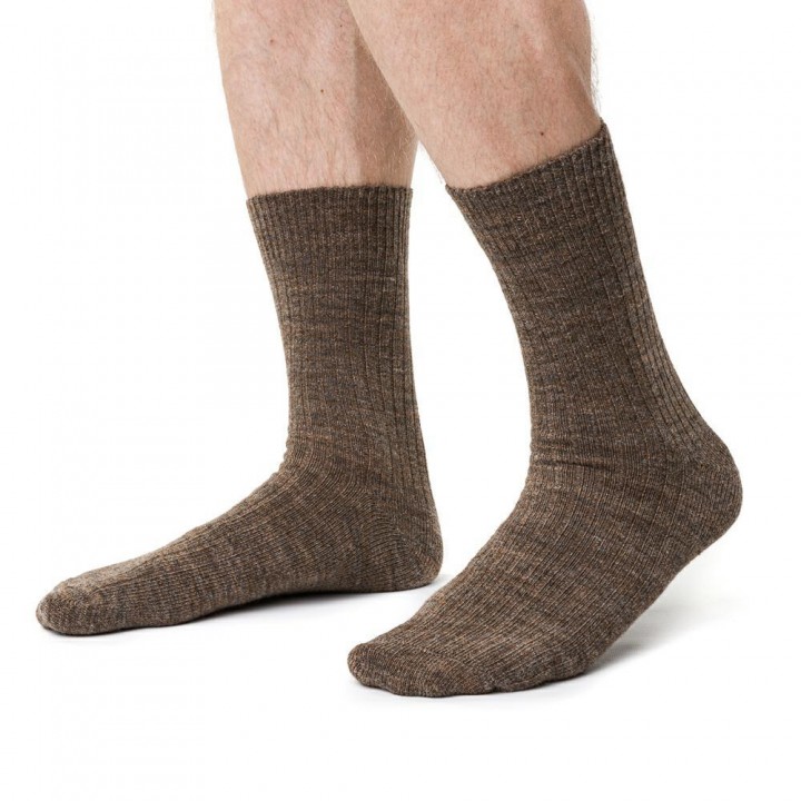 Носки Steven 044 из альпаки, размер 44-46, меланж - бежевый.