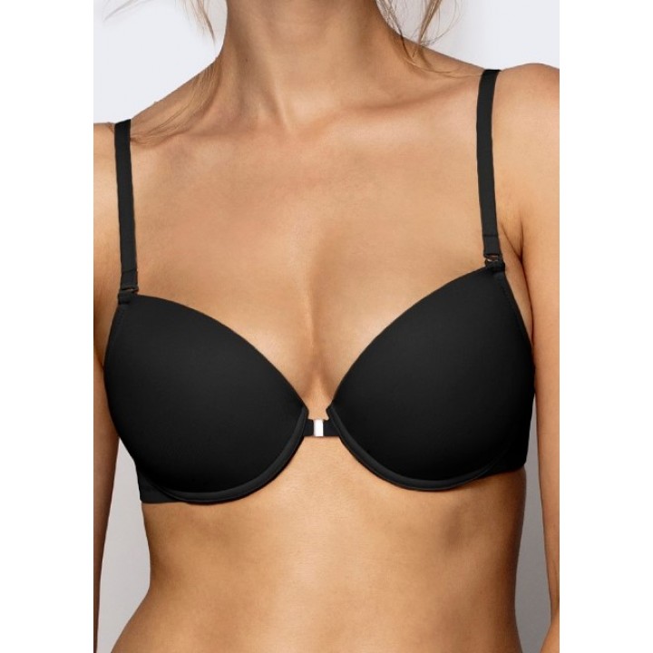 Бюстгальтер ATLANTIC BBR-051/058 с застежкой спереди, черный/бежевый, 75A черный